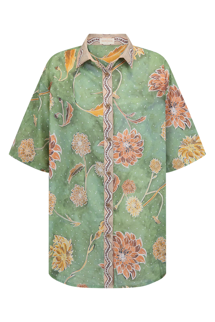 Wandering Folk Dahlia Shirt // Moss