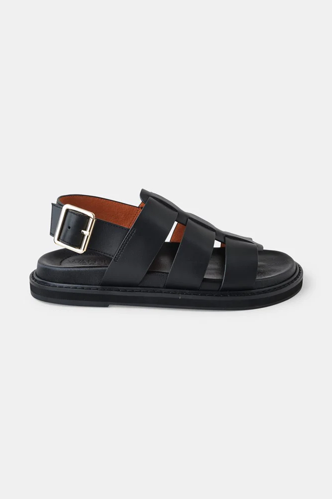 Walnut Dakota Leather Sandal // Black