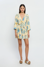 Kivari Giselle Tie Front Mini Dress // Blue Floral