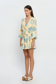 Kivari Giselle Tie Front Mini Dress // Blue Floral