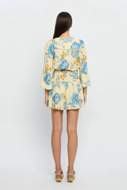 Kivari Giselle Tie Front Mini Dress // Blue Floral