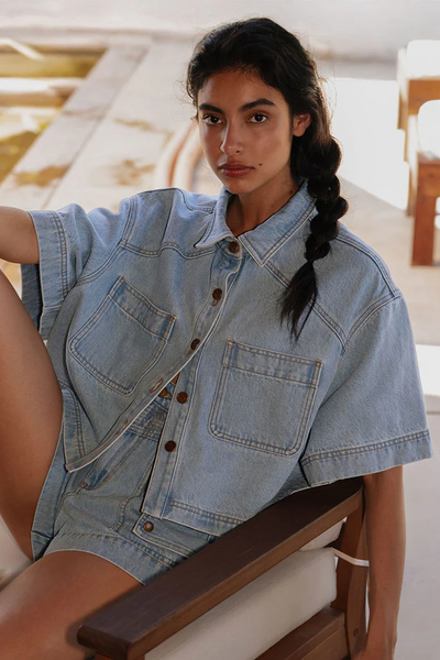Kivari Hester Denim Shirt // Stonewash Blue
