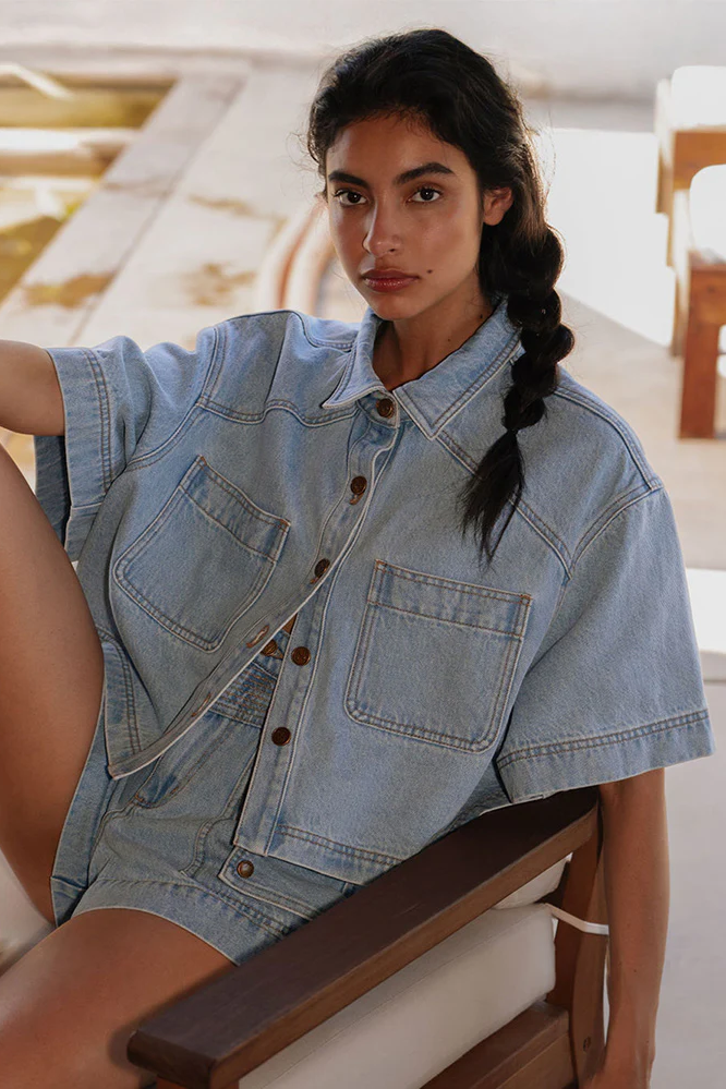 Kivari Hester Denim Shirt // Stonewash Blue