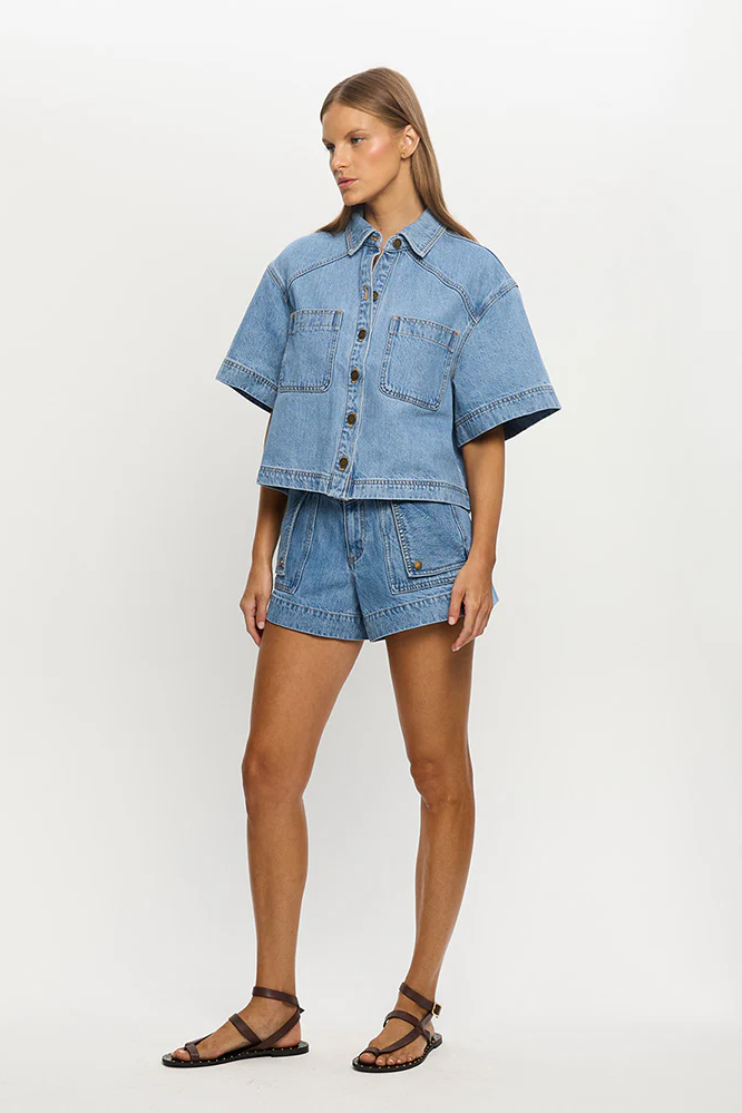 Kivari Hester Denim Shirt // Stonewash Blue