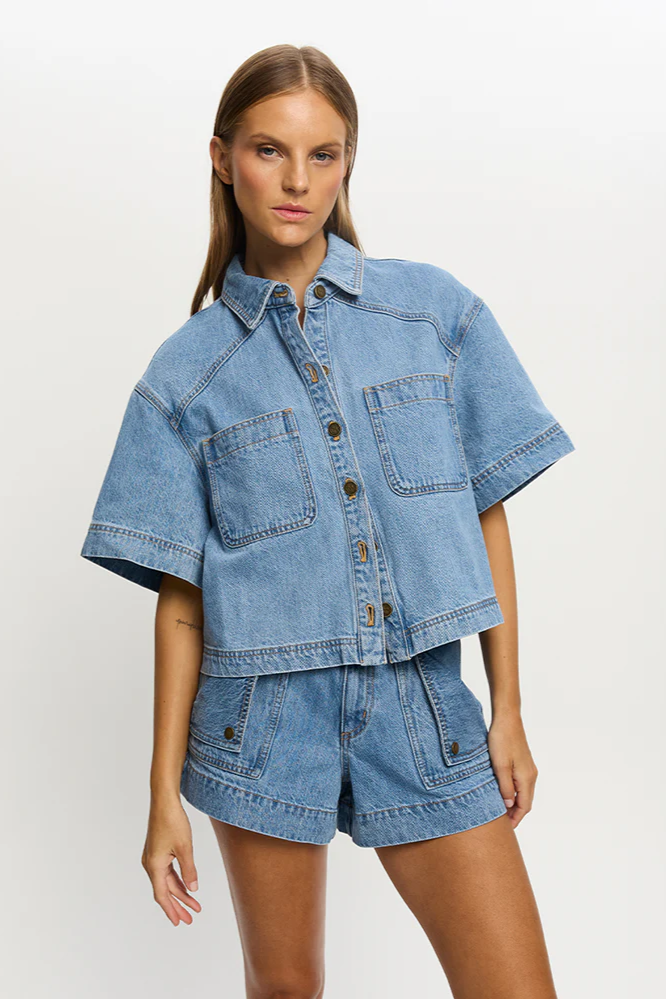 Kivari Hester Denim Shirt // Stonewash Blue