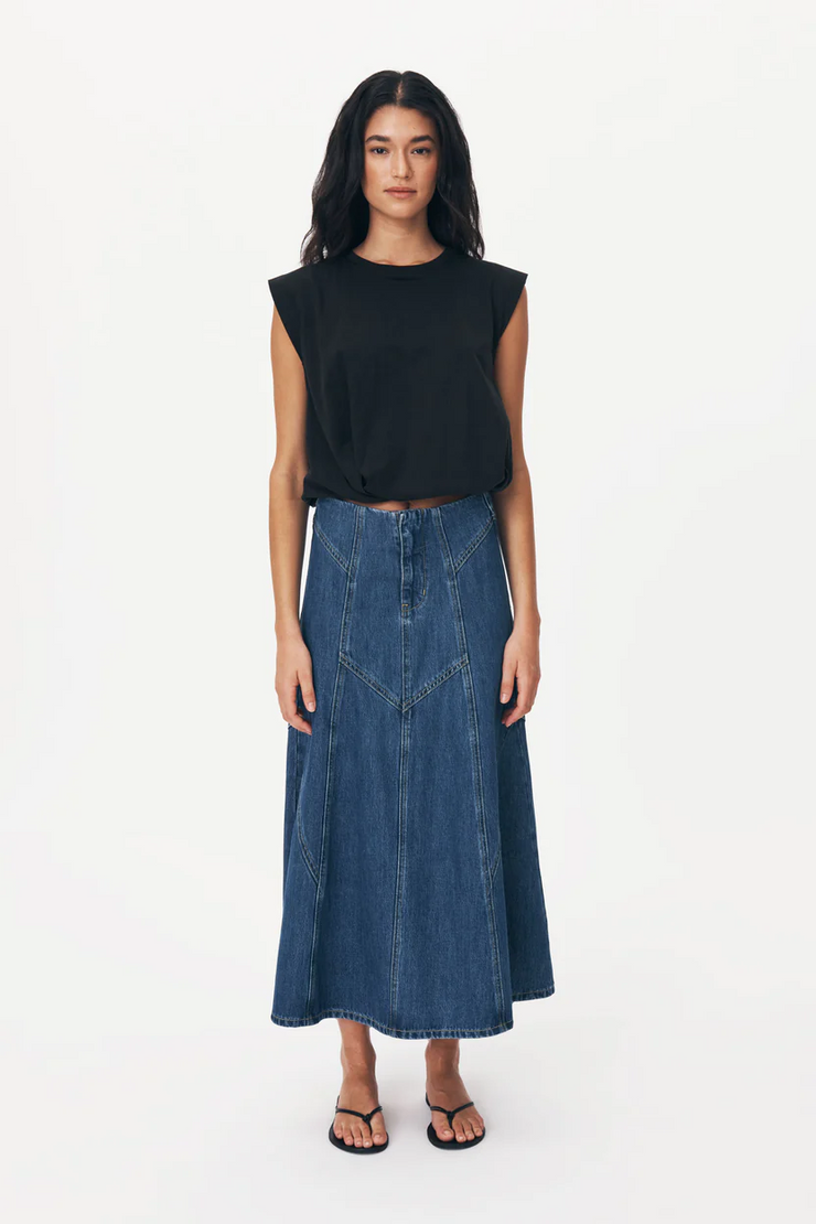 Rowie Jeanette Denim Midi Skirt // Classic Denim