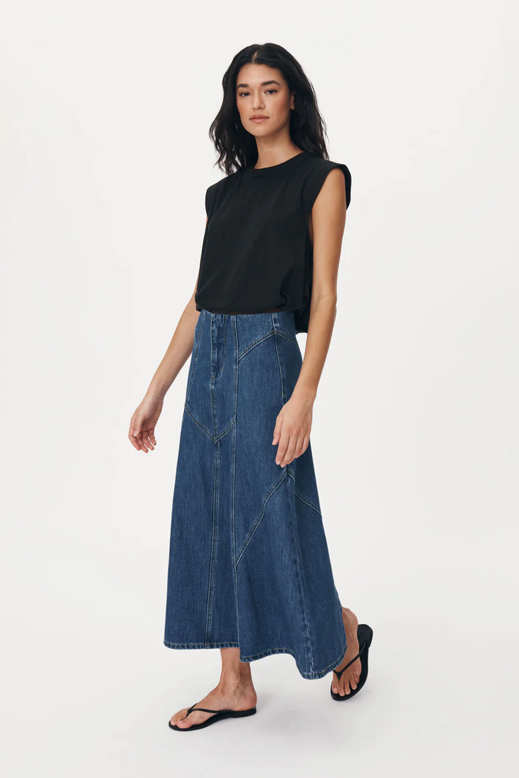 Rowie Jeanette Denim Midi Skirt // Classic Denim