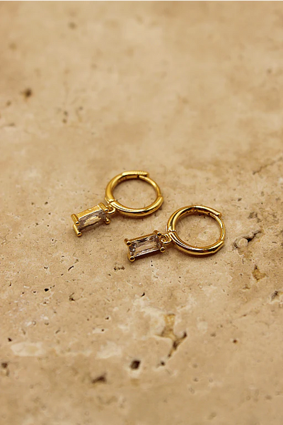 Love From Lilou Drop Earrings // Gold Diamond