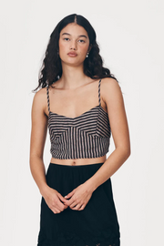 Rowie Loam Bustier Crop // Brown Stripe