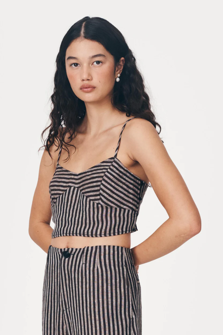 Rowie Loam Bustier Crop // Brown Stripe