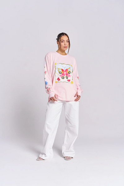 Maku The Label Love Big Long Sleeve Tee // Baby Pink