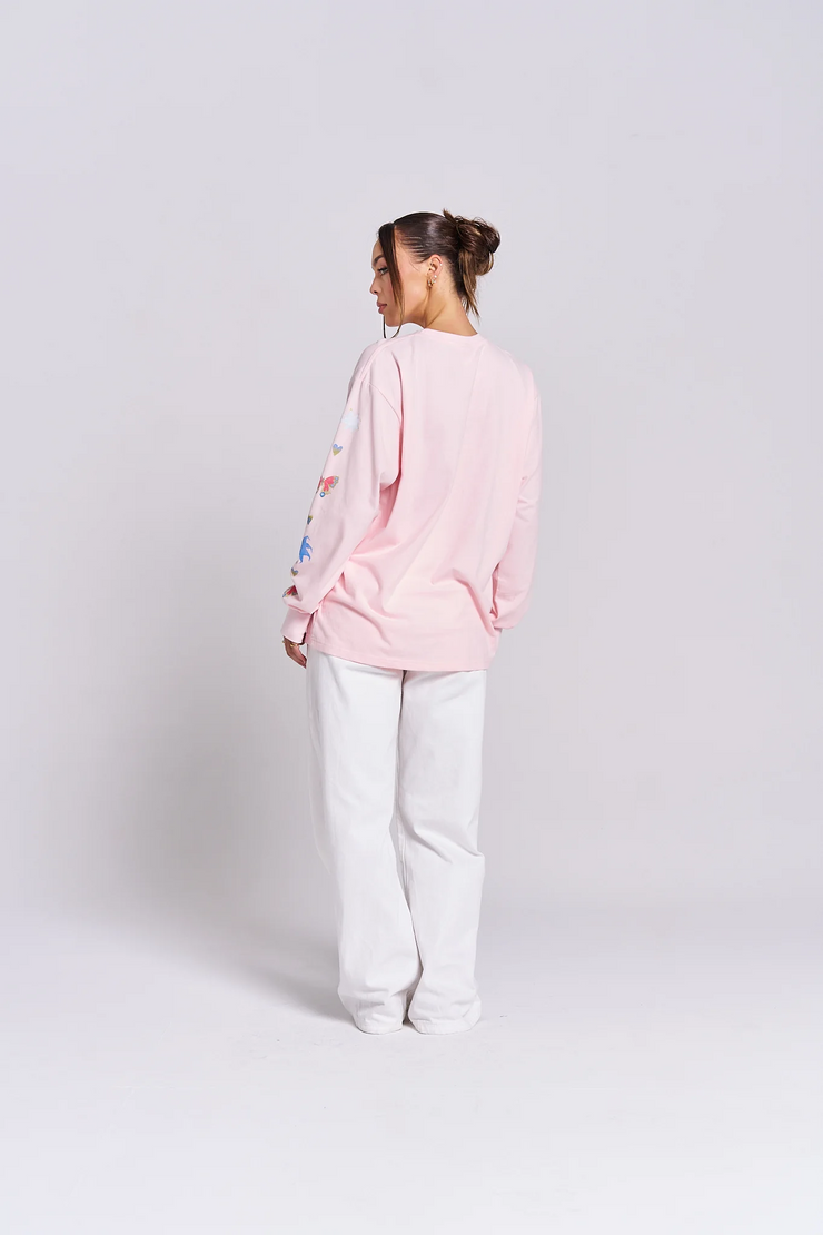 Maku The Label Love Big Long Sleeve Tee // Baby Pink