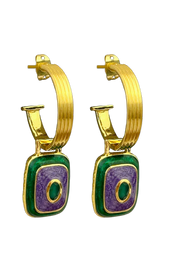 Mountain & Moon Gold Mara Hoop Earrings // Green Onyx & Enamel