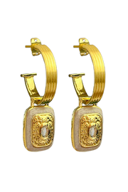 Mountain & Moon Gold Mara Hoop Earrings // Crystal Quartz & Enamel