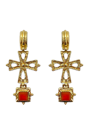 Mountain & Moon Maria Cross Earrings // Red Onyx