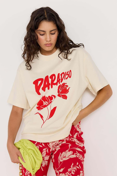 Mink Pink Paradiso Oversize Tee // Red Floral
