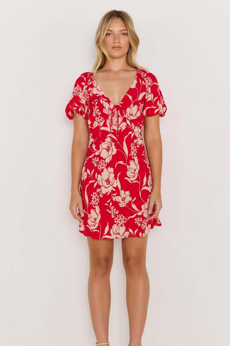 Mink Pink Poppy Mini Dress // Red Floral