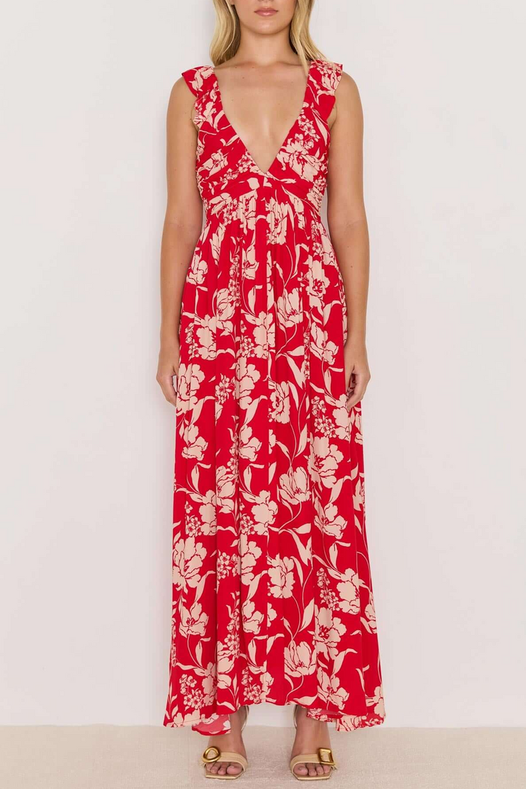 Mink Pink Poppy Maxi Dress // Red Floral