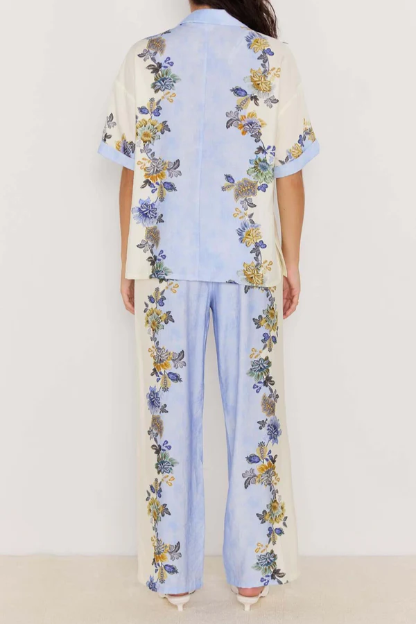 Mink Pink Lucia Pant // Blue & Cream