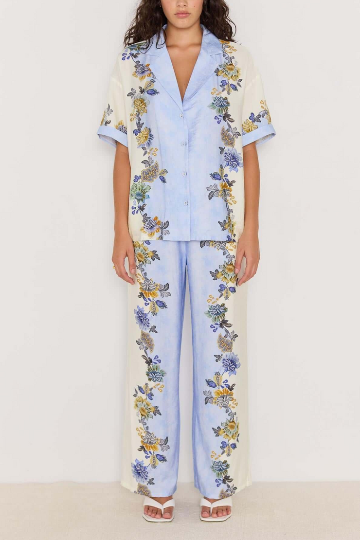 Mink Pink Lucia Pant // Blue & Cream