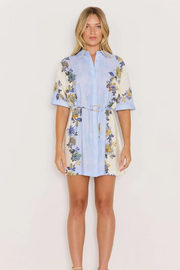Mink Pink Lucia Shirt Dress // Blue & Cream