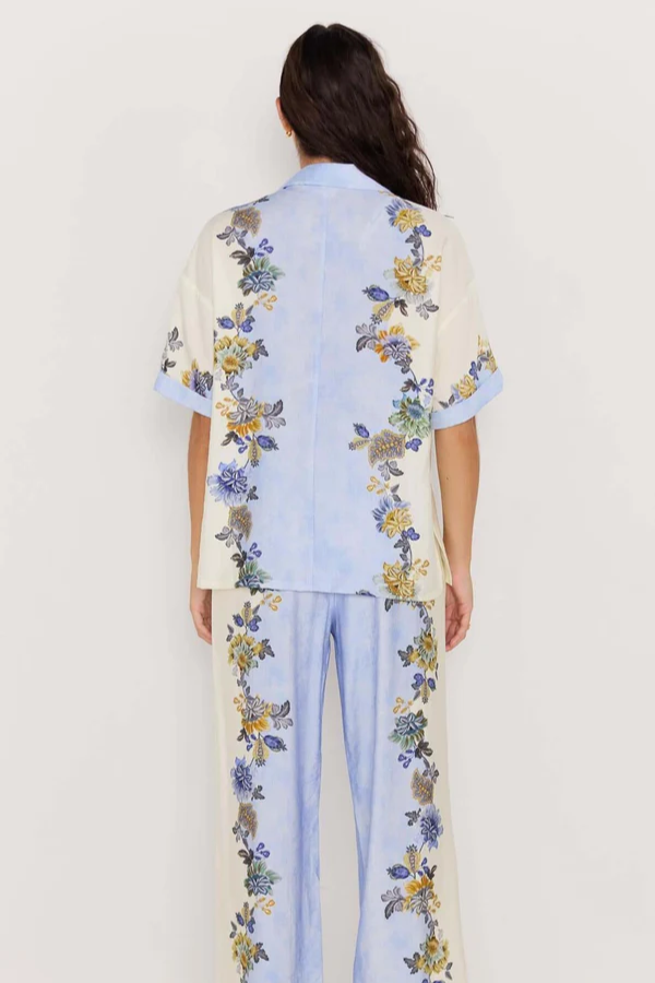 Mink Pink Lucia Shirt // Blue & Cream
