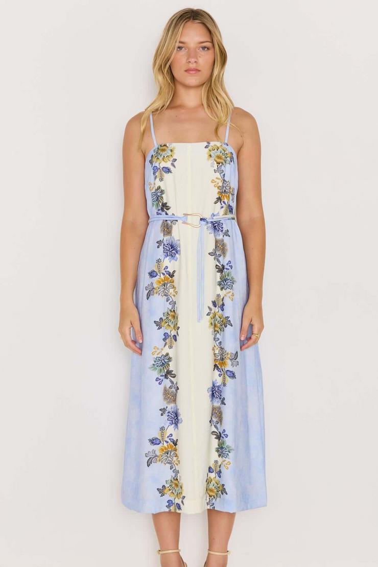Mink Pink Lucia Midi Dress // Blue & Cream