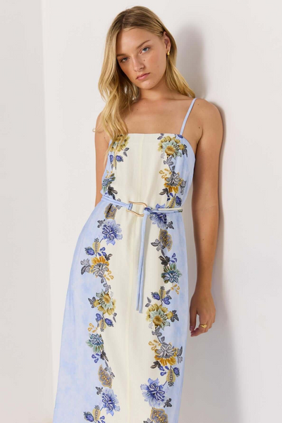 Mink Pink Lucia Midi Dress // Blue & Cream