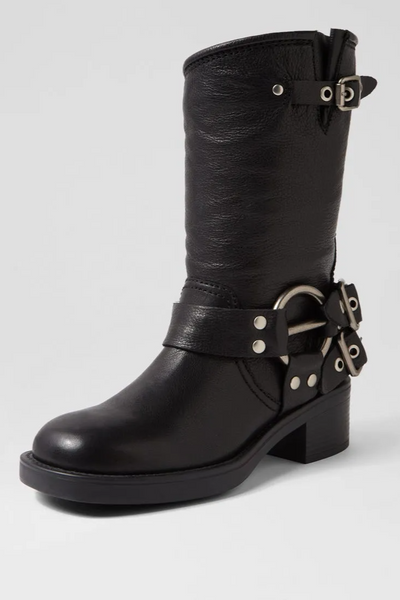 Mollini Kacee Leather Calf Boots // Black