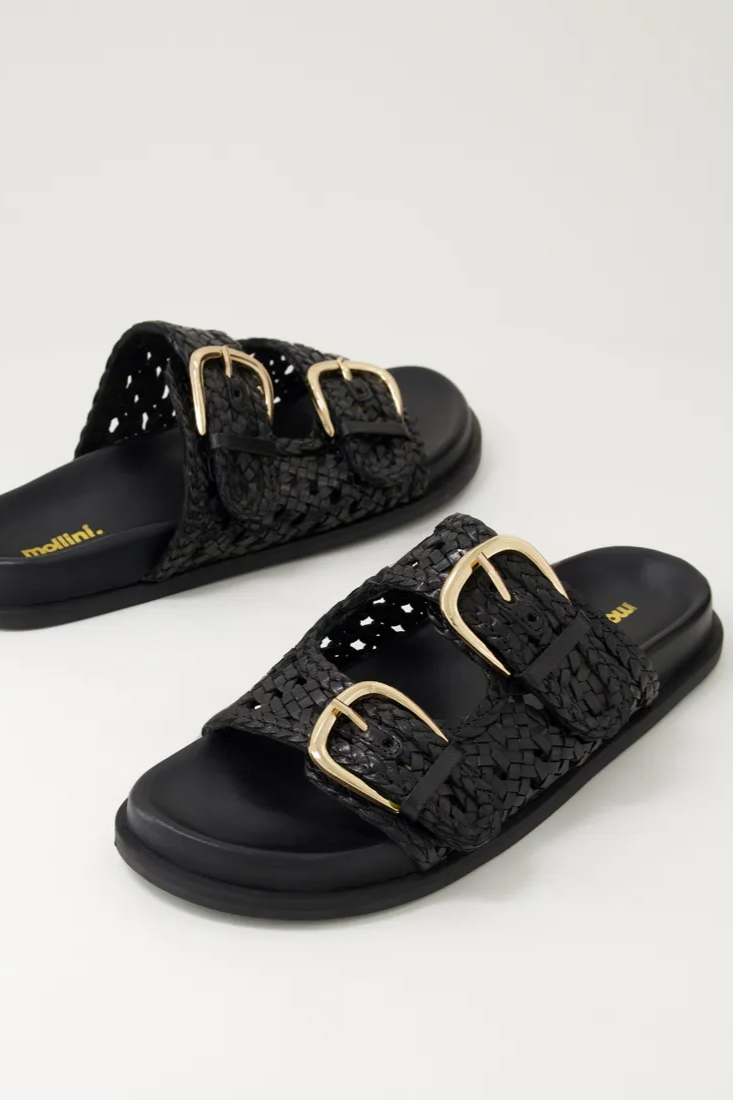 Mollini Britmi Slides // Black Leather