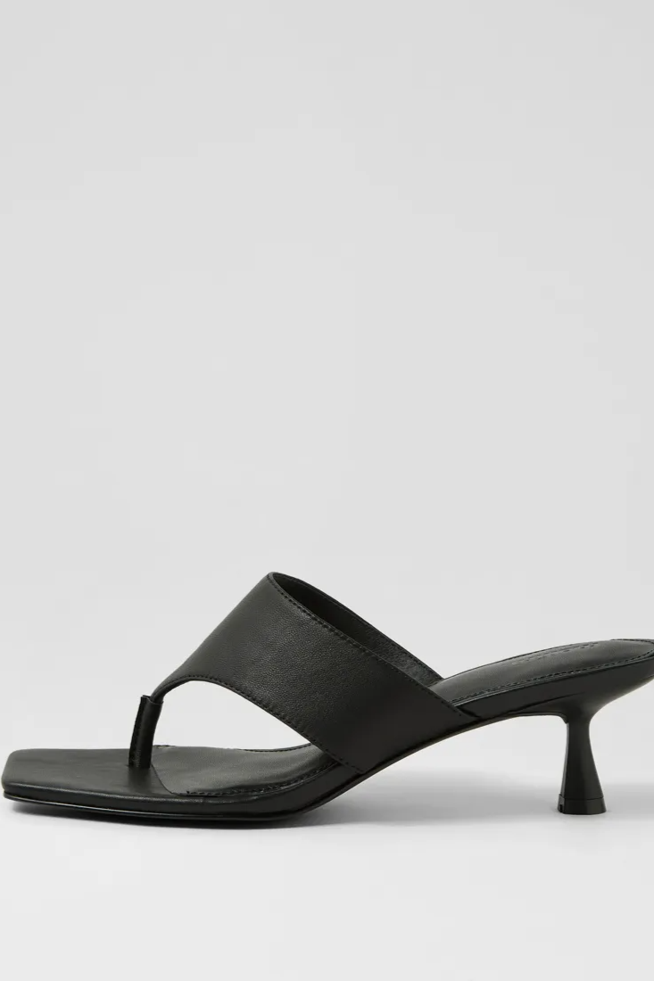 Mollini Torina Thong Heels // Black Leather