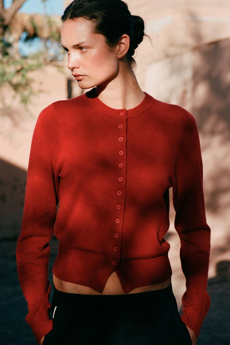 Rowie Maeve Merino Knit Cardigan // Rust Red