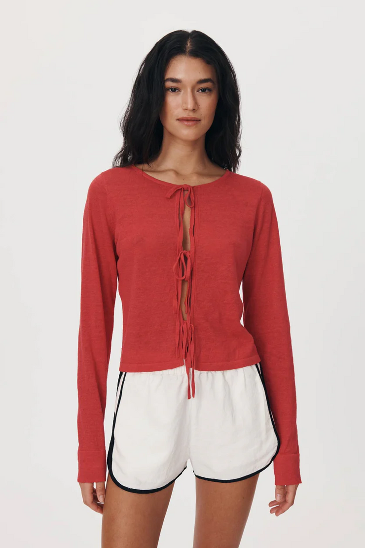 Rowie Marcia Bow Cardigan Top // Apple Red