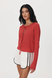 Rowie Marcia Bow Cardigan Top // Apple Red