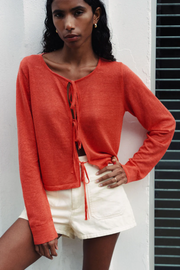 Rowie Marcia Bow Cardigan Top // Apple Red