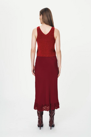 Rowie Marina Silk Midi Skirt // Wine Red