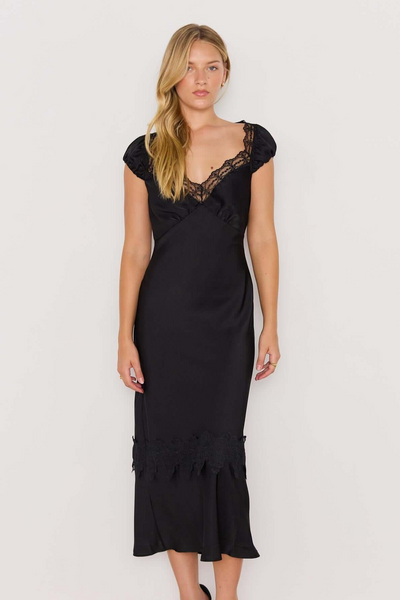 Mink Pink Momento Bias Midi Dress // Black
