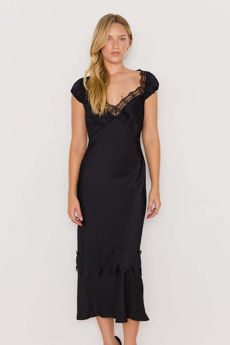 Mink Pink Momento Bias Midi Dress // Black