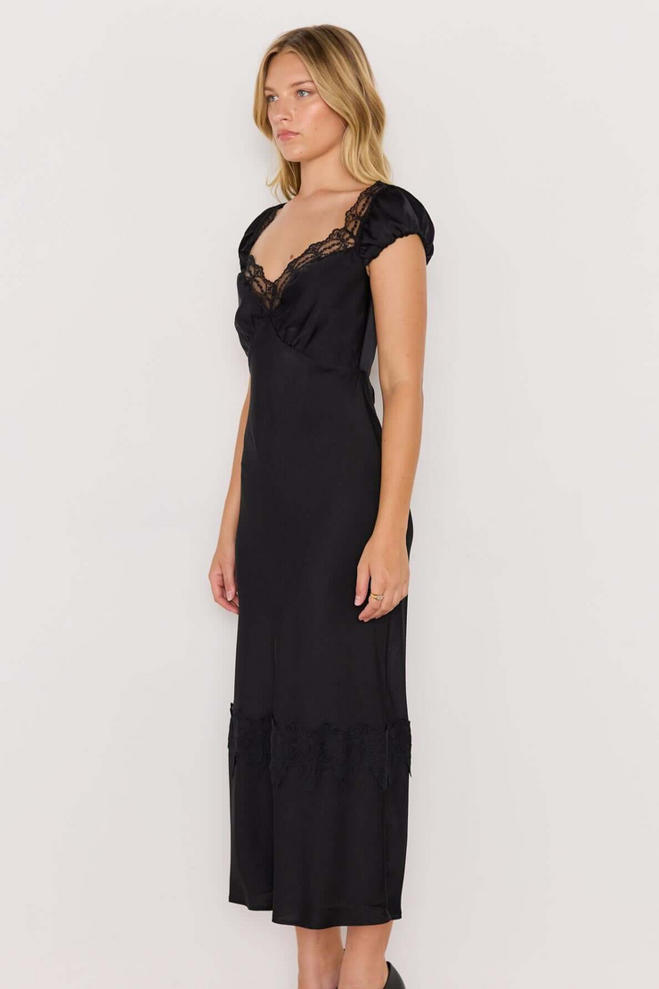 Mink Pink Momento Bias Midi Dress // Black