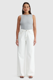 ORTC Eloise Boat Neck Rib Top // Grey Marle