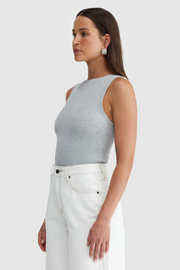 ORTC Eloise Boat Neck Rib Top // Grey Marle