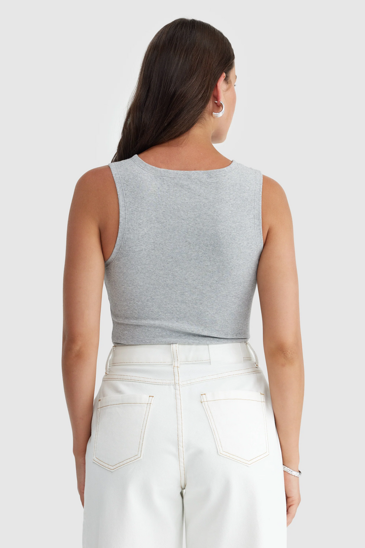 ORTC Eloise Boat Neck Rib Top // Grey Marle