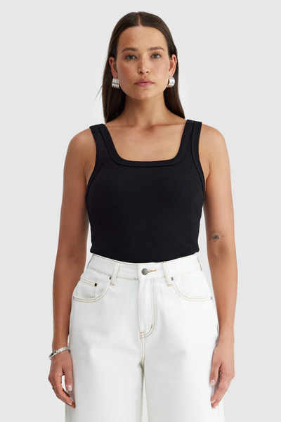 ORTC Lani Square Neck Rib Tank // Black