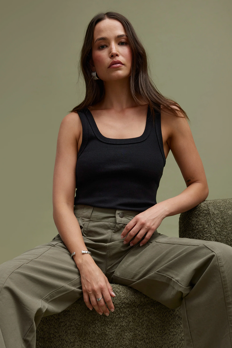 ORTC Lani Square Neck Rib Tank // Black