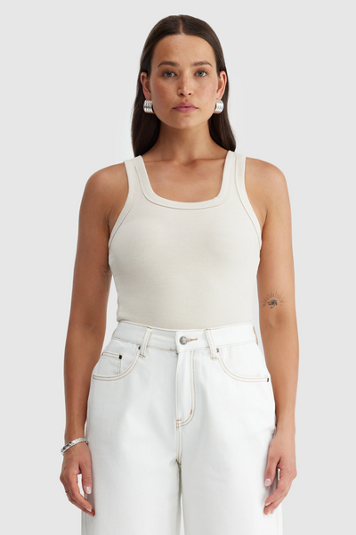 ORTC Lani Square Neck Rib Tank // Bone