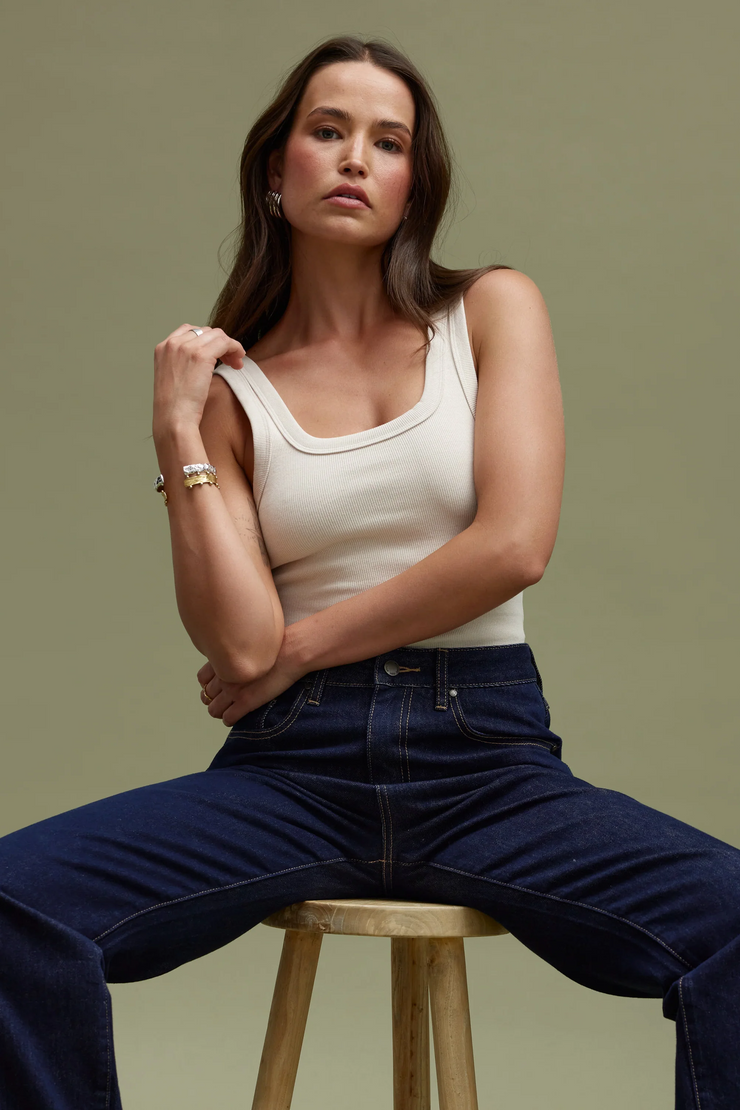 ORTC Lani Square Neck Rib Tank // Bone