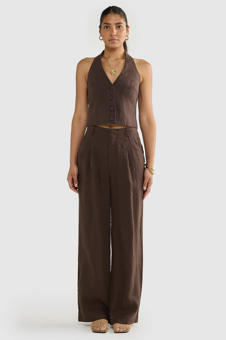 ORTC Savannah Linen Halter Top // Carob