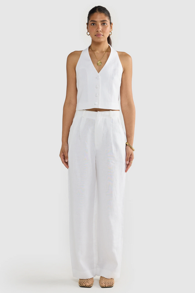 ORTC Savannah Linen Halter Top // White