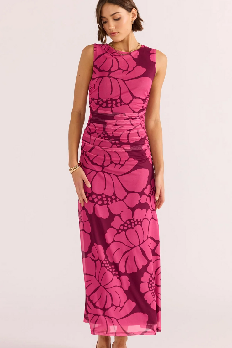 Mink Pink Persephone Mesh Midi Dress // Pink Floral