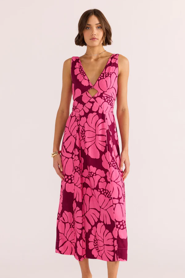 Mink Pink Persephone Panel Midi Dress // Pink Floral